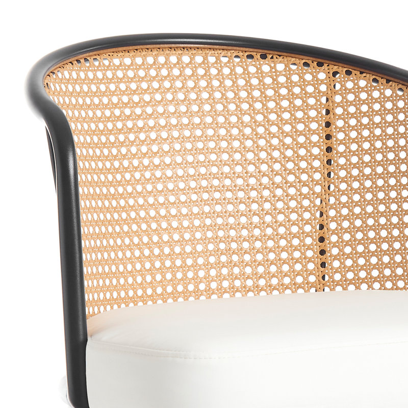 Tabouret rembourré Cane, Tabouret de comptoir (siège d'une hauteur de 26 p, Blanc, 4