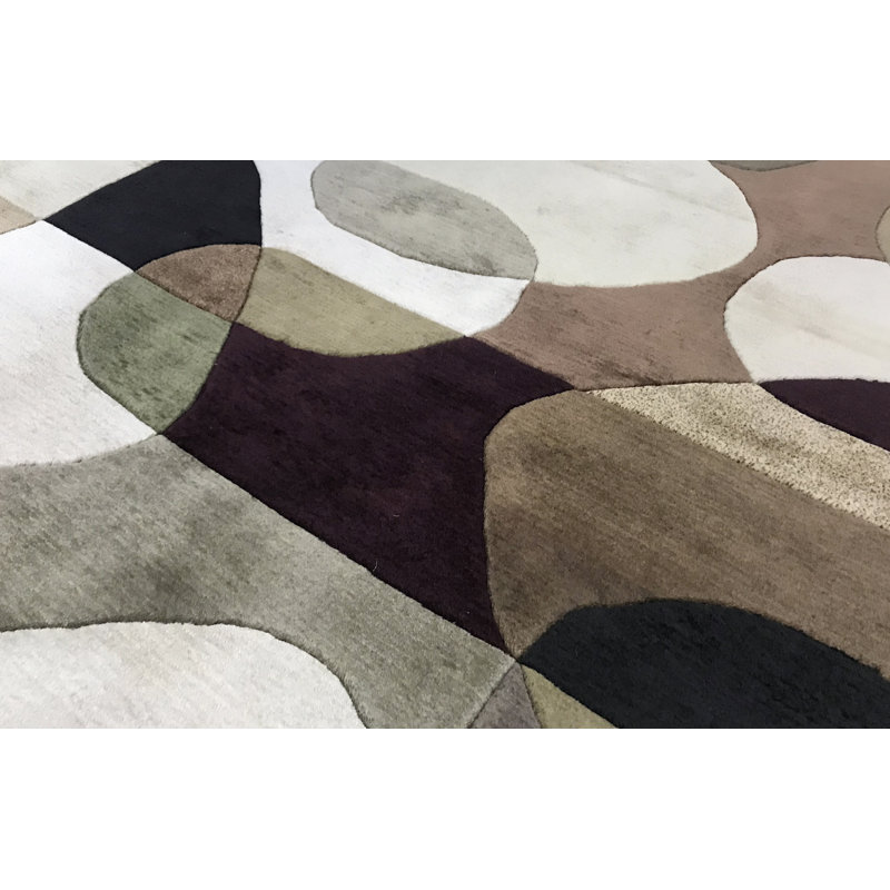 Hand-Knotted High-Quality Brown, Beige, and Black Area Rug