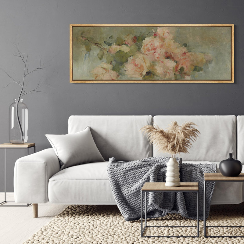 «Flower Blossom Soft Floral Elegance Delicate Pink Roses Still Life», reproduction d'art sur toile, H 20 po x l 60 po