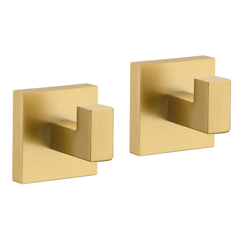 Towel Hooks 2 Pieces Wall Mounted, Brushed Gold