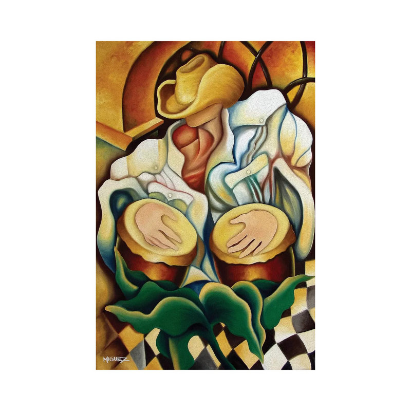 «Bongos» par Dixie Miguez - impression sur toile tendue, H 26 po x l 18 po x 1,5 po