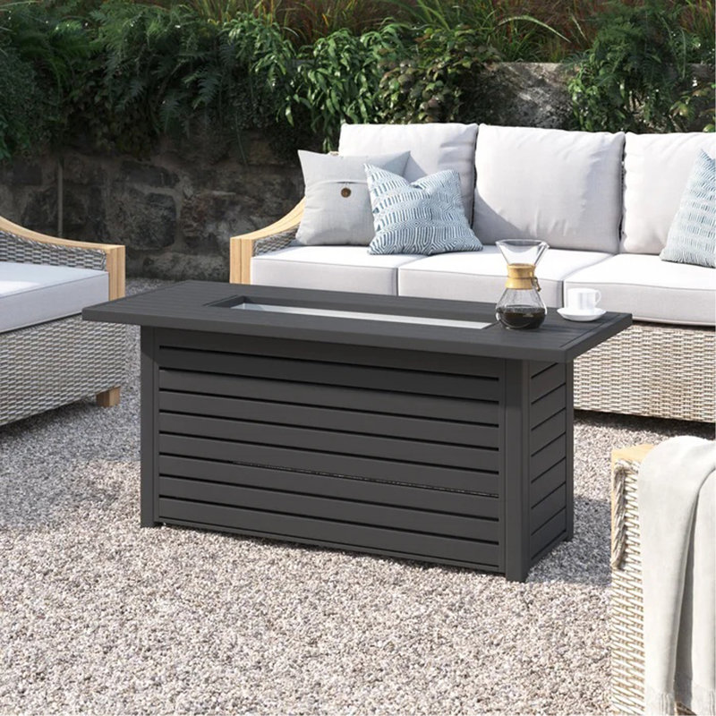 Table de foyer d'extérieur en acier 24 po x l 54 po avec couvercle