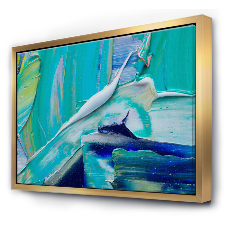 Huile sur toile, composition texturée - reproduction d'art sur toile, H 12 po x l 20 po x P 1 po, Toile avec cadre doré