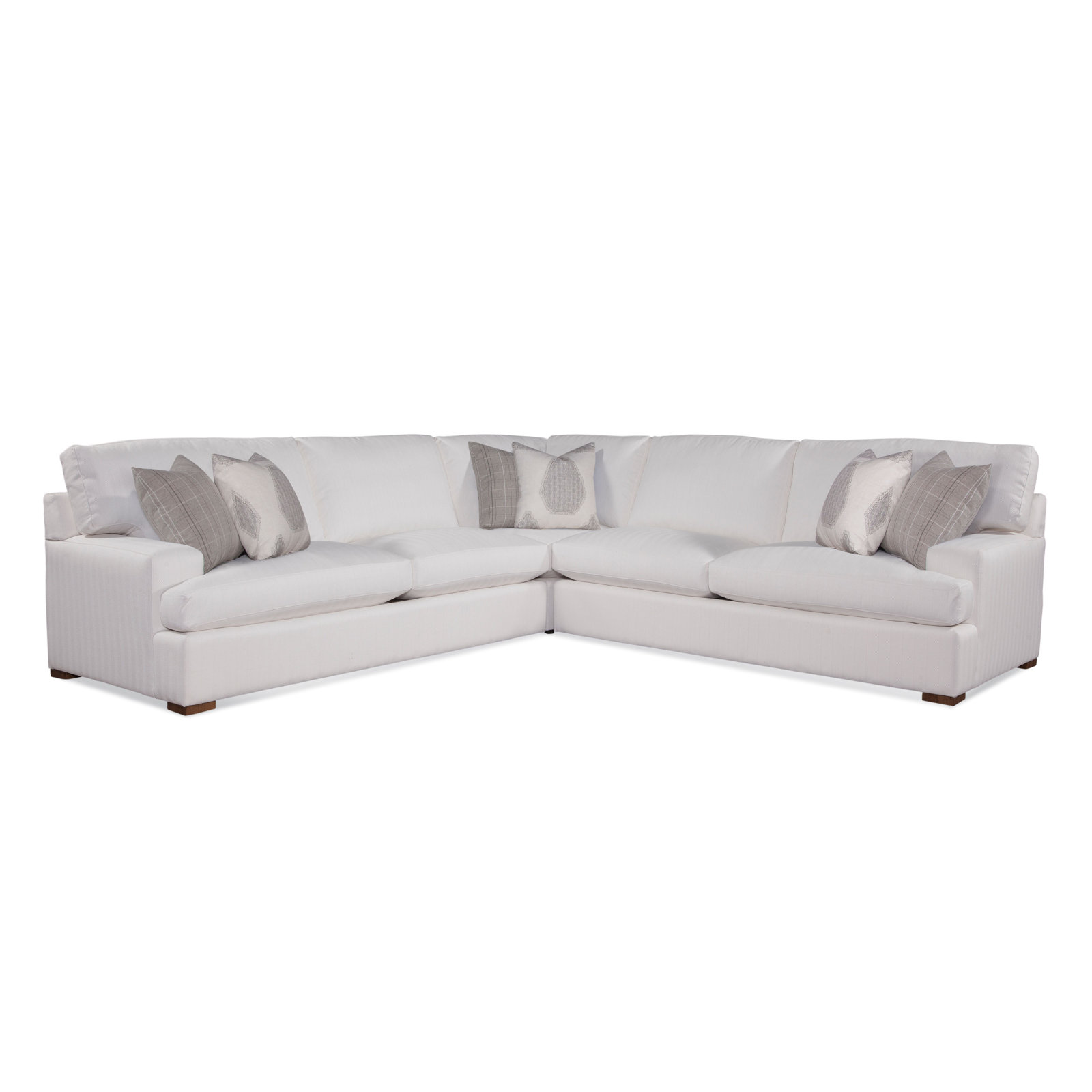 Cambria Upholstered L-Sectional, Taupe Plaid; 0126-73, Java Finish