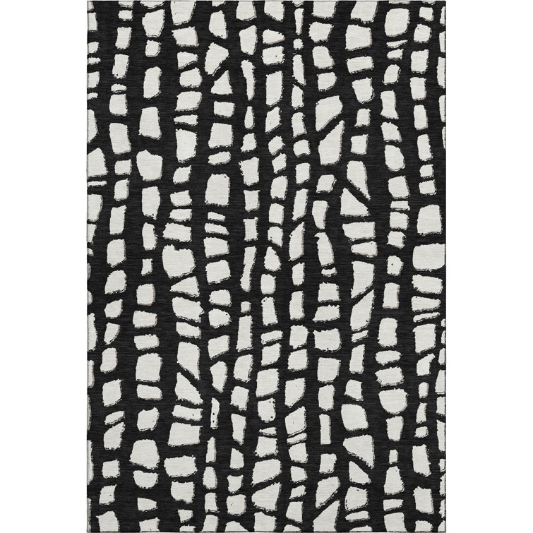 Premium Machine Washable Prisco Black Rug