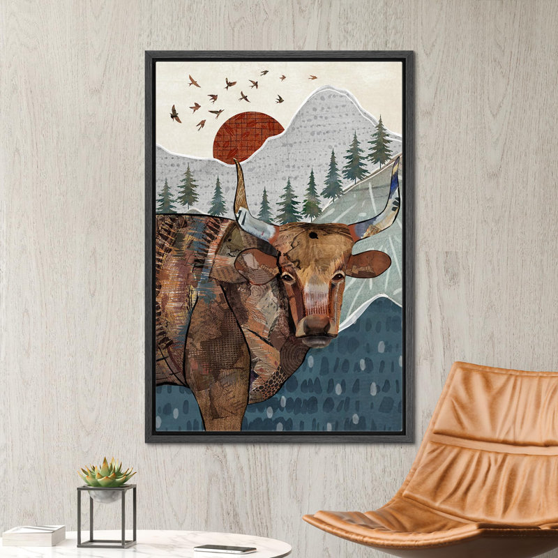Animaux, décor occidental, vache Longhorn, Noir, H 36 po x l 24 po x P 1,5 po