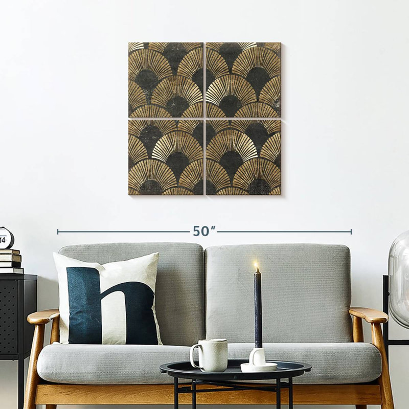 Kerner doré, art déco I, H 26 po x l 26 po