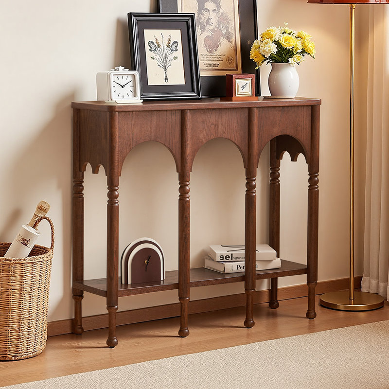 Console en bois massif 39 po avec arche 39 po, Brun