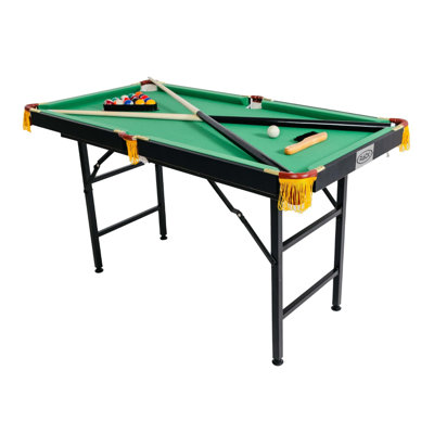 4-Foot Folding Pool Table, Portable And Beginner Friendly, Green, For Game Room