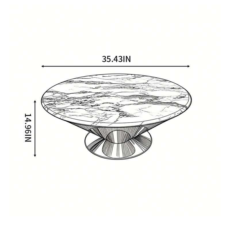 Table basse Minimalist UFO, H 14,96 po x L 35,43 po x l 35,43 po, Blanc