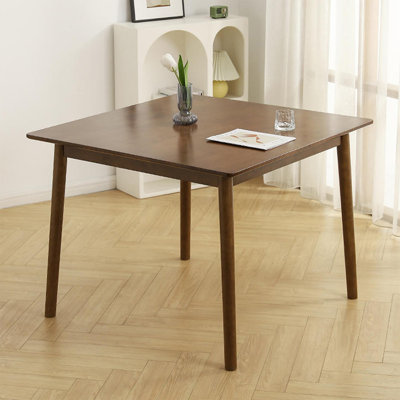 Table de salle à manger carrée en bois massif noisette