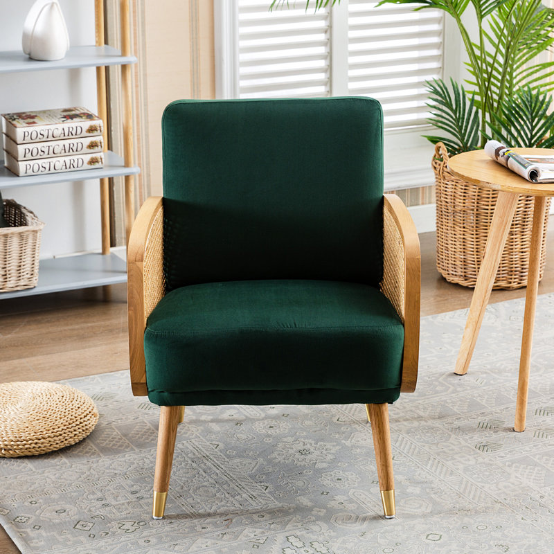 Edgao Velvet Armchair, Green