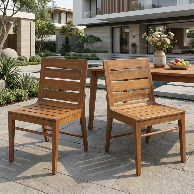 Chaise de salle à manger d'extérieur en bois d'acacia (ensemble de 2)