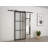 Sliding Metal Frame Glass Barn Door With Handle And Installation Hardware Kit-87407435