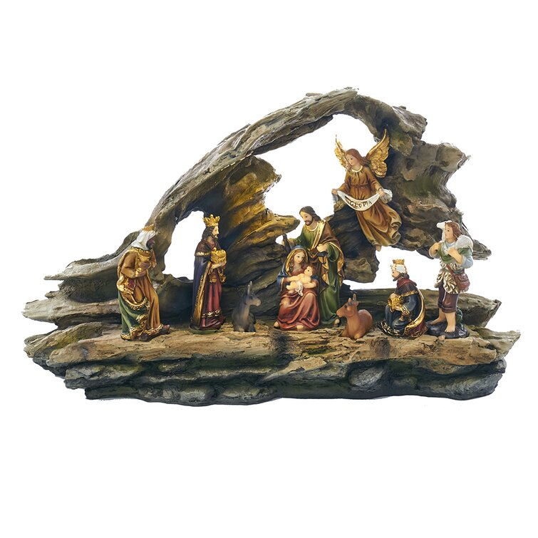 Kurt Adler Grotto Scene Tablepiece Nativity Set 