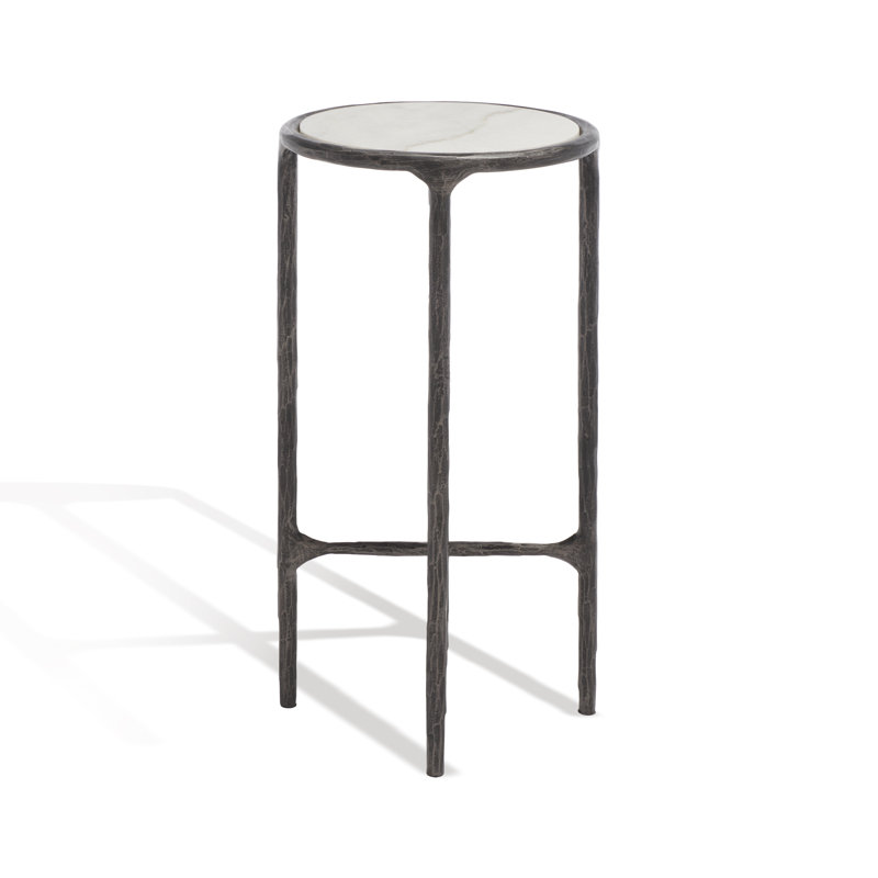 Table de bout Evelynn, Plateau en marbre blanc / base noire