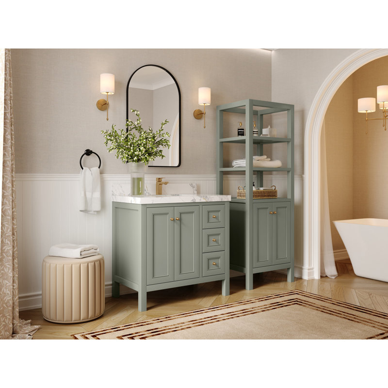 Nashville X P 22 po Meuble-lavabo central en albâtre, Evergreen, Onyx