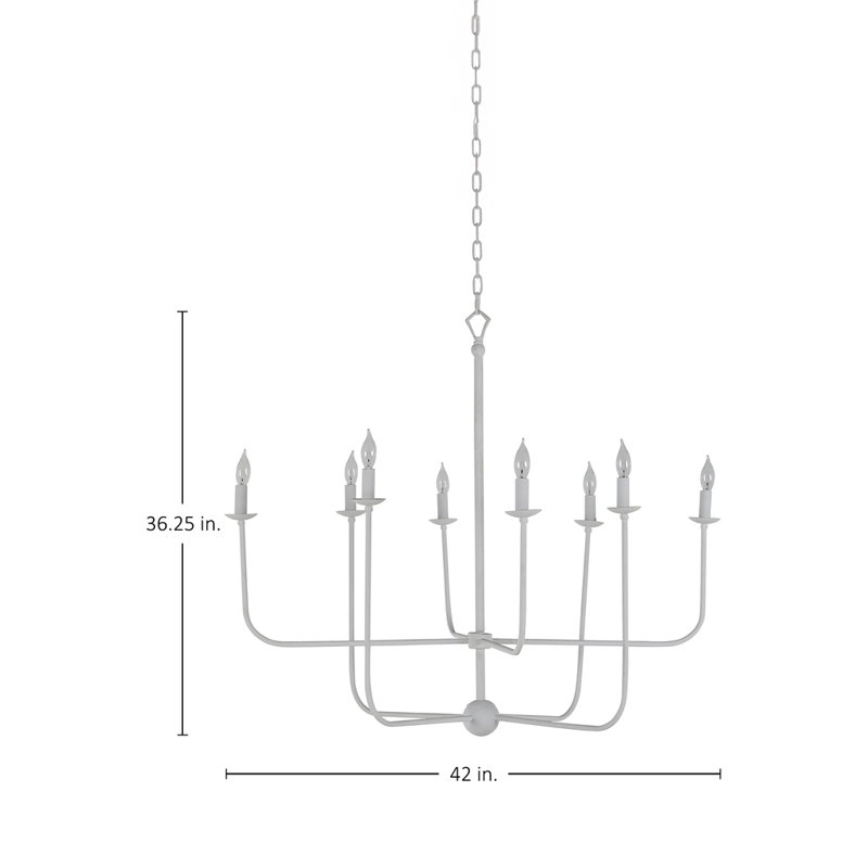 Lilly 8 - Light Candle Style Chandelier, Plaster White
