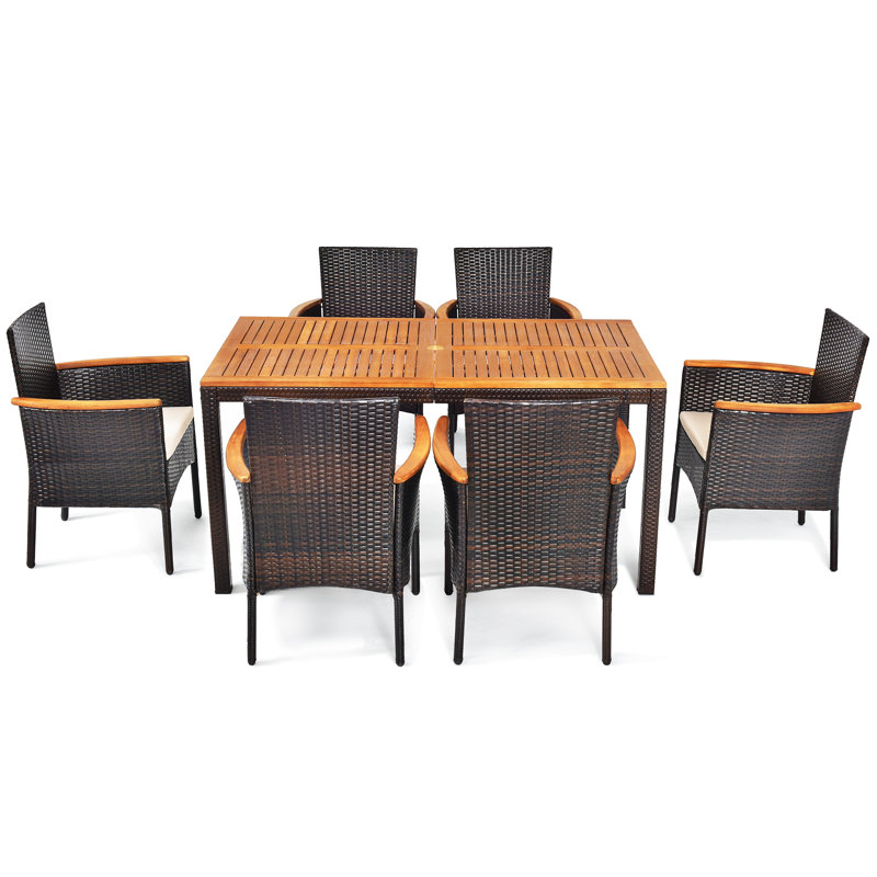 Nadkar Rectangular 6 - Person 59" Long Dining Set with Cushions