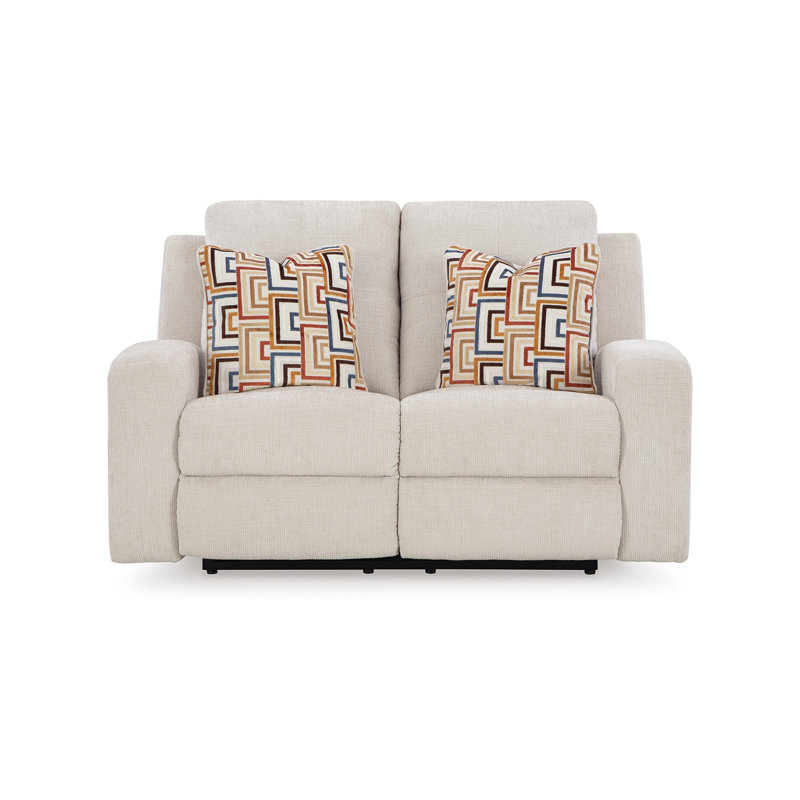 Genna Manual Recliner Loveseat, Polyester, 2 Pillow 64 Inch, Beige