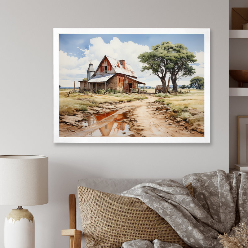 Brisseida Farmhouse Patterns An I - print, H 12 po x l 20 po x P 1 po, Cadre simple blanc