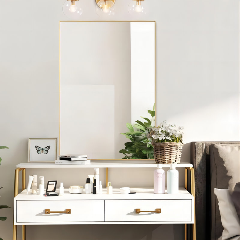 Miroir de salle de bain Idina, H 28 po x l 20 po x P 0,86 po, Or