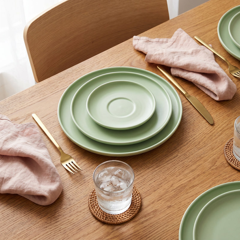 Ensemble d'assiettes à dîner en porcelaine 6 pièces Xander, Vert lime