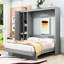 Lit escamotable double avec tablettes, garde-robe et lumières DEL-1957833995