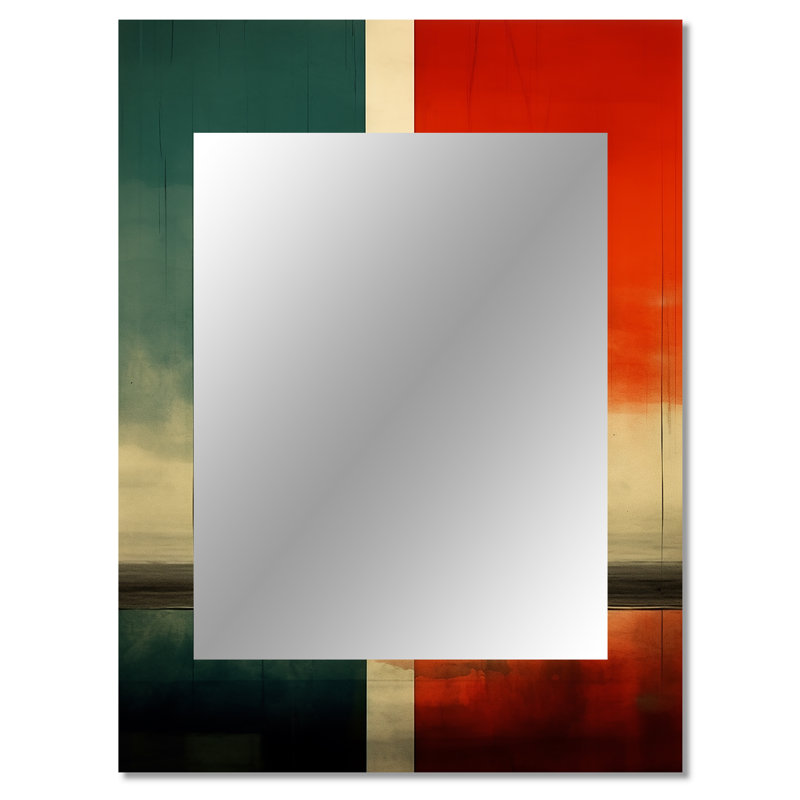 Perdu dans la simplicité I - miroir décoratif minimaliste, miroir mural vert, impression d'art en métal, 40 po x 30 po