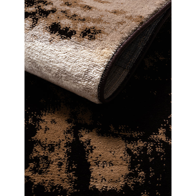 Abstract Area Rug, Brown, Rectangle 80 x 150 cm