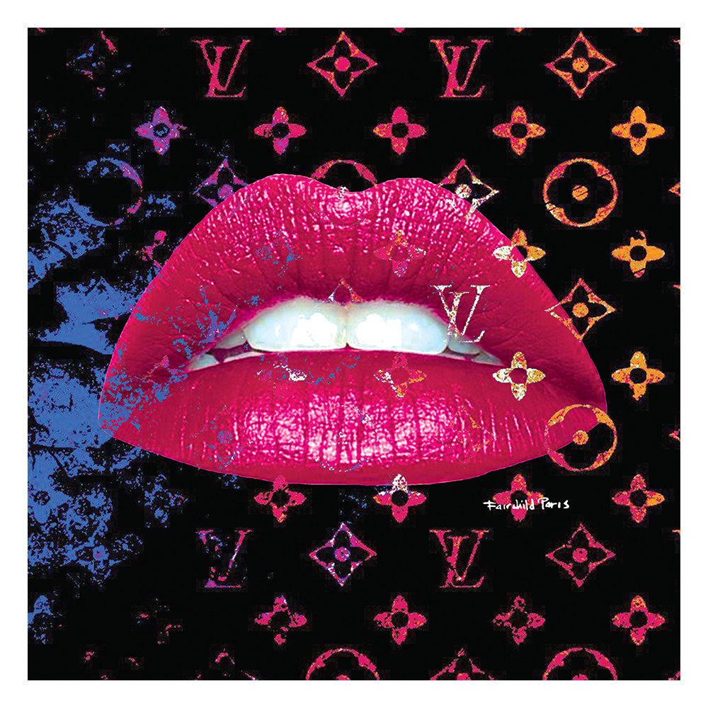 Hand Crafted, Wall Decor, Louis Vuitton Glitter Lips Painting