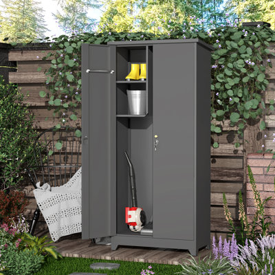 Outdoor Storage Cabinet,Vertical Tall Garden Storage Cabinet Waterproof With Shelves For Outside