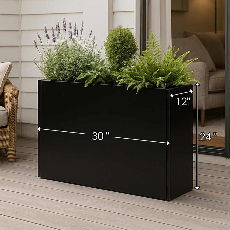  30”Lx12”Wx24”H Metal Planter Box Indoor Outdoor Rectangular Planter All-Weather
