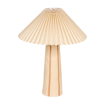 Stoneware Table Lamp with Tapered Base and Pleated Shade