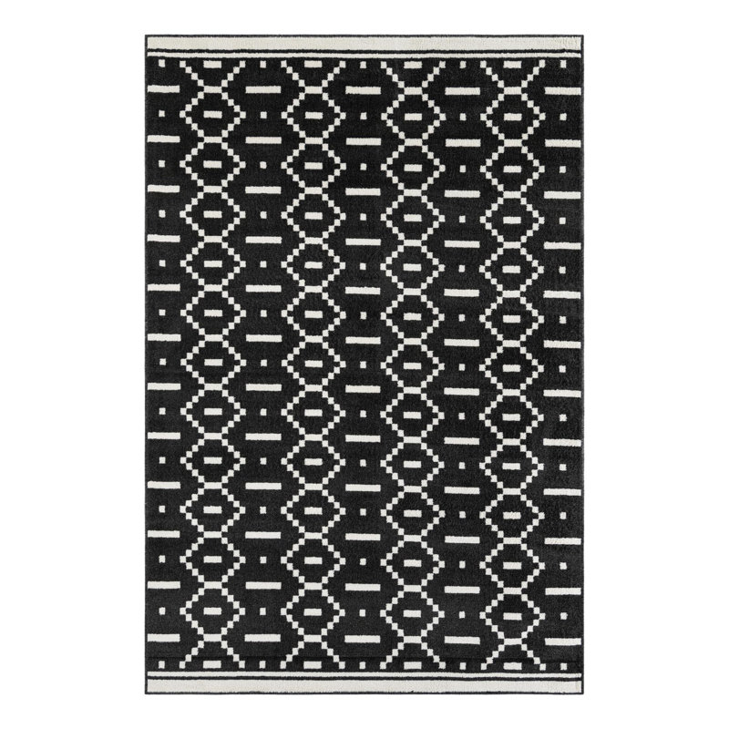 Tapis Ivy Bronx Begna Nathanyl noir, Rectangle 6 pi 1 po x 9 pi
