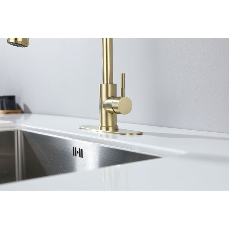 Kitchen Faucet With Pull Out Spraye, Brushed Gold