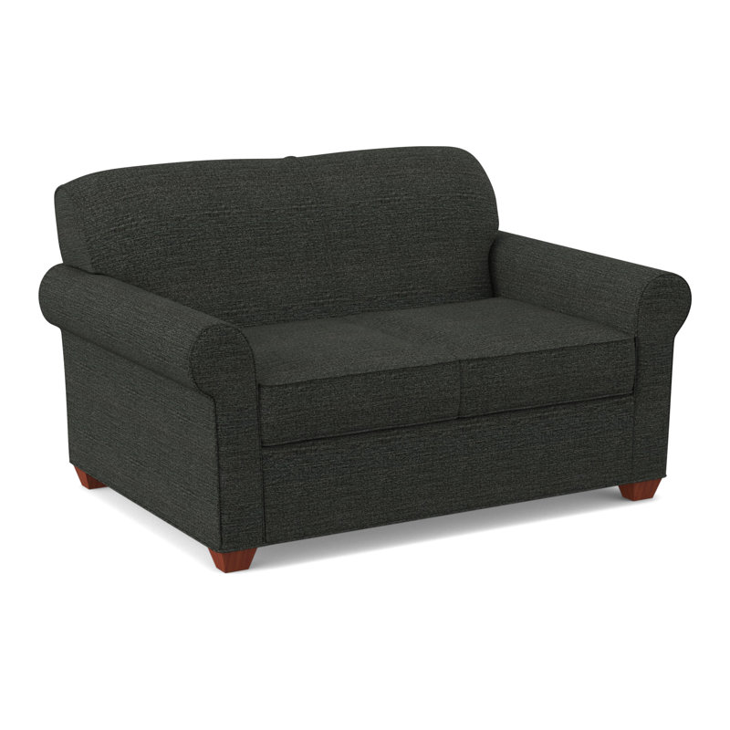 Finn 59" Rolled Arm Sofa Bed Loveseat with Reversible Cushions, Antic Pepper, BM Cherry