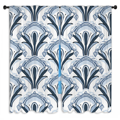 Floral Motif Window Curtains  Graphics Traditional Drapes - 2 Panels