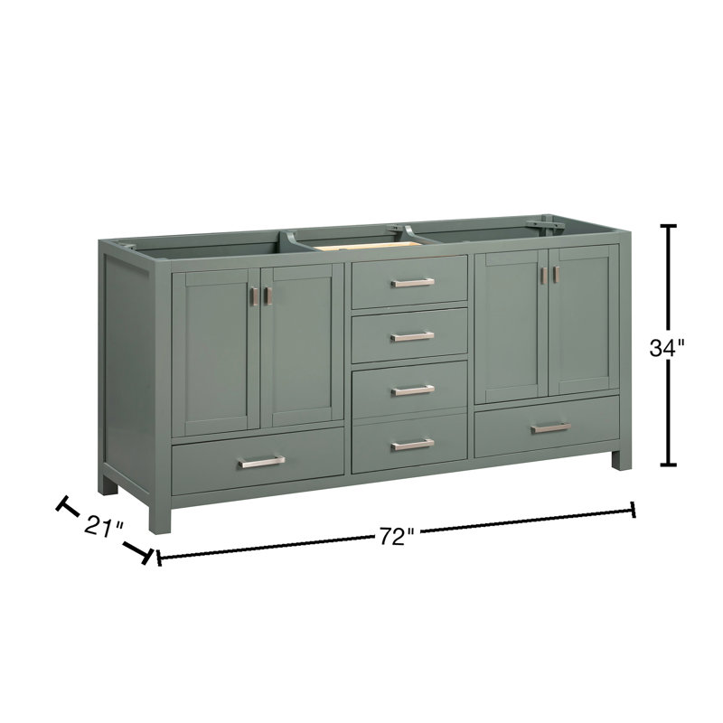Modero 72'' W Double Bathroom Vanity Base, Smoke Green