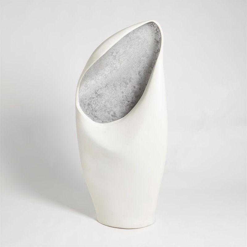 Cowl Lamp-White w/Leaf-Lg, Silver