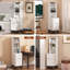 Table de chevet de 47 po de hauteur avec station de charge, table d'appoint étroite avec bibliothèque, table de chevet moderne pour la chambre à coucher, blanc-2049743260