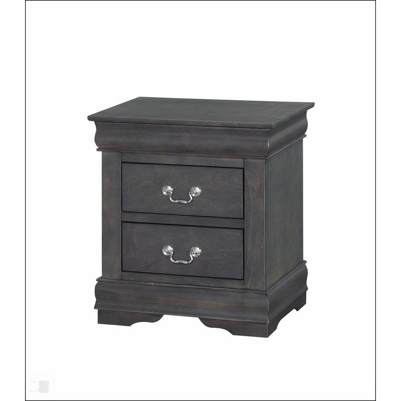 Dark Grey 2-Drawer Nightstand