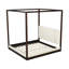Lit plateforme à baldaquin en bois avec tête de lit rembourrée en lin-1885678373-1885678375