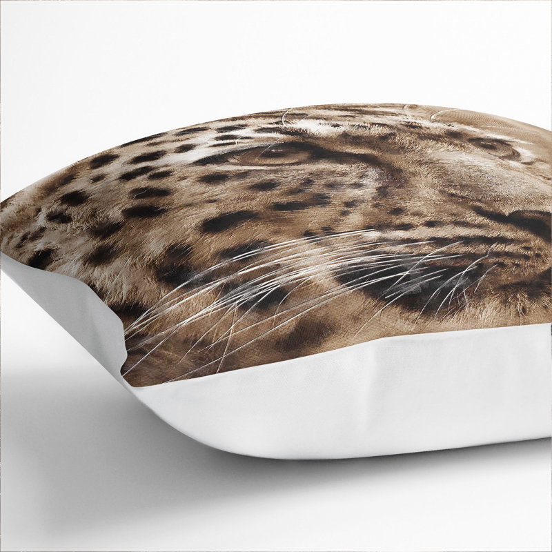 Leopard Vol.3 Square Throw Cushion, White, 40cm H x 40cm W x 15cm D