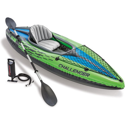 Dakota Fields Challenger K1 Inflatable 1 Person Outdoor Kayak Set With Oar And Hand Pump