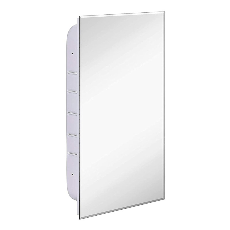 Armoire à pharmacie encastrée blanche avec miroir - Organisateur mural de ferme avec tablettes