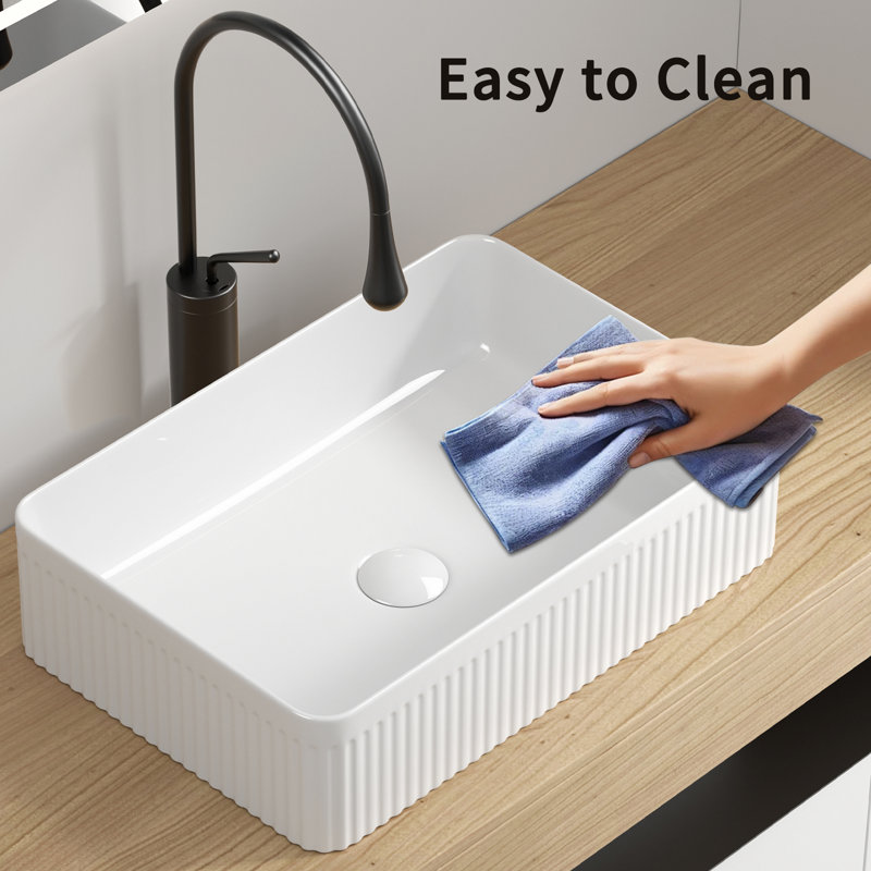 Lavabo de salle de bain rectangulaire en céramique en porcelaine Stillmore