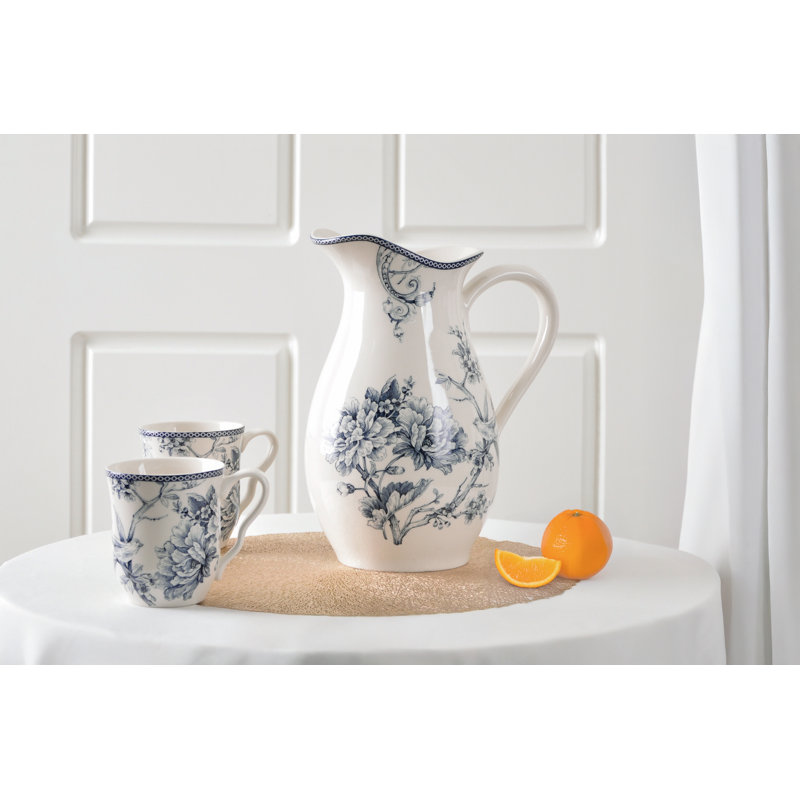 Pichet en porcelaine bleue 222 Fifth Adelaide: compatible avec un pichet de service floral de 99,75 oz