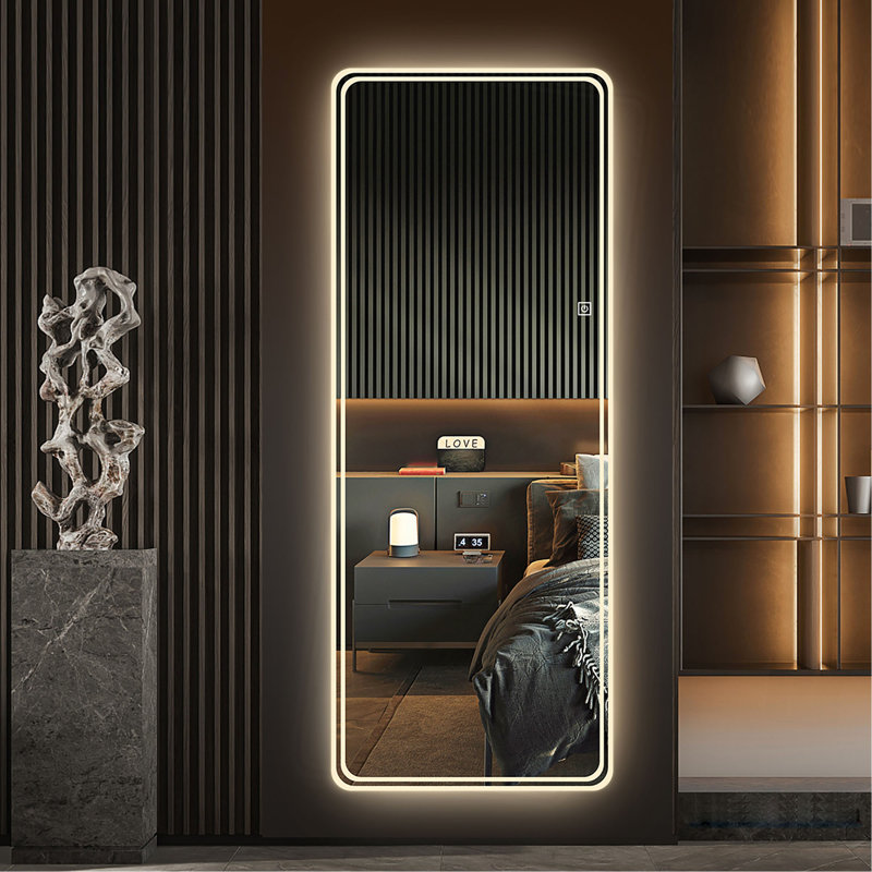 65"X24" Full Length Floor Mirror LED Whole Body Mirror, Wall Mounted  Mirror With Lights, Bedroom Full Size Body Mirror With Dimming & 3 Color Modes