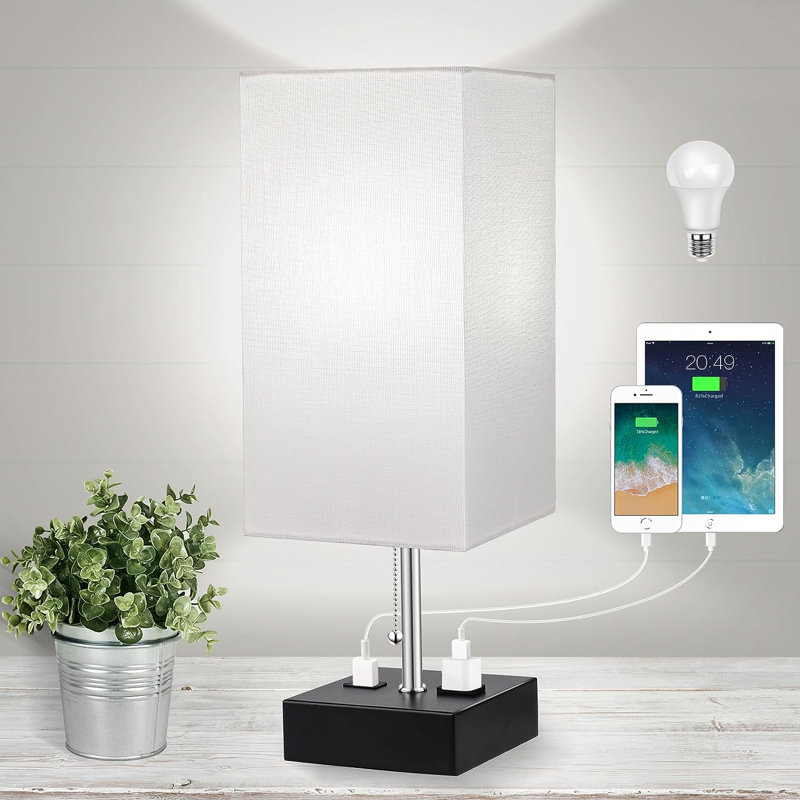 Rithvik Metal USB Table Lamp, White